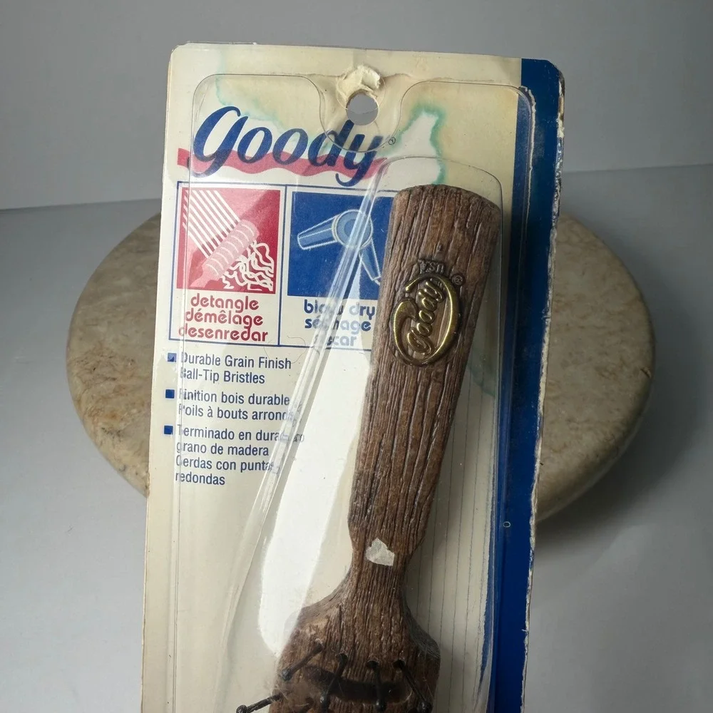 Goody Wood Tone Vent Hair Brush 1996 Vintage Brown Faux Wood Grain Made in USA